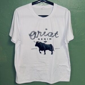 Women’s Ariat Denim Co White Short Sleeve T-Shirt ~ Size Large